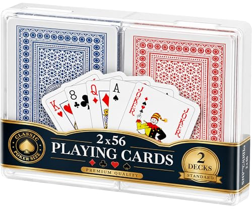 Lot de 2 paquet de cartes Rouge et Bleu - Jeux de Cartes - Playing Cards - Idéal pour Pocker et jeux de société
