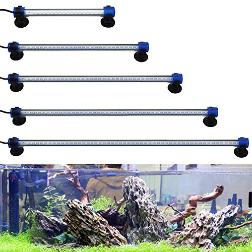 BPS Luz Blanca/Azul LED de Acuario Peces Tanque Clip Lámpara Iluminación de Plantas de Acuario con Luz con Diferente Voltaje Longitud (2.5W 60cm, Luz Azul) BPS-6163