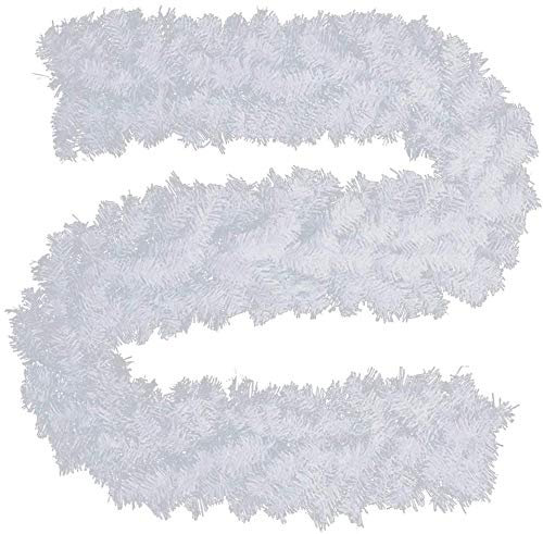 Henstridge 9FT/2.7M White Christmas Garland Decorations for Stairs, Fireplace, Front Door - Plain White Xmas Garlands - Outdoor/Indoor Décor