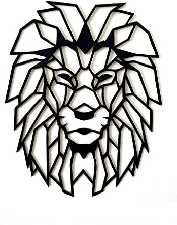 Pet-Jos GROSS Löwe 70 cm Wanddeko Löwe Deko Wanddekoration Lion Wooden Wall Decoration Lion Wall Art Geometrische Ornamente Minimalistische Wandkunst Hängende Dekoration