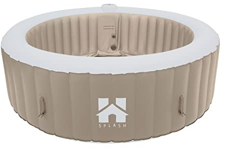 Home Deluxe - Whirlpool – Splash – Colore: beige – diametro 208 cm, altezza 65 cm, 130 ugelli – con copertura, kit di riparazione, set di filtri I esterno Whirlpool Spa per 6 persone