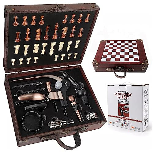 ZBPASL Korkenzieher Set in Holzkiste Geschenk,Luxus Weinöffner,Wein Sommelier Sets mit Flaschenöffner,Weinverschlüsse,Weinzubehör Geschenkset (Style 01)