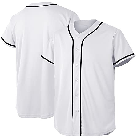 Baseball Jersey for Men and Women, Baseball Shirts for Custom Button up Shirt,Hipster Hip Hop Sports Uniforms(White,XL)