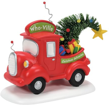 Department 56 Dr. Seuss Grinch Village Accessories Who-Ville Christmas Deliveries Truck Figurine, 4 Inch, Multicolor