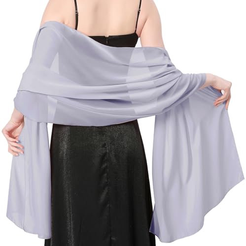lifwimner Stola Damen Halstuch Chiffon Sommer Schal Damen Festliche Stola für Abendkleid oder Brautkleid Hochzeit Scarf (Glitzergrau)