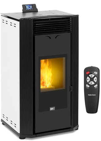MSW MSW-PLT-W24 Pelletofen wasserführend 24 kW für 400 m³ / 35 L Wasser Pellet-Kaminofen Pelletkamin