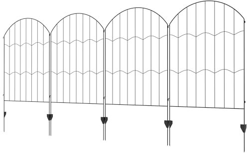 Outsunny Vallas de Jardín Exterior de 4 Paneles 88x110 cm Vallas Decorativas de Jardín de Acero con Diseño de Patrón de Rejilla y Ángulo Ajustable para Patio Terraza Negro