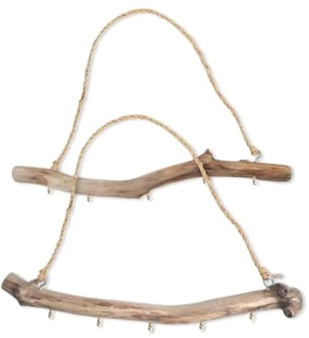 JNJOOD 2 rami decorativi in legno naturale da appendere alla parete, con 5 ganci, facili da usare