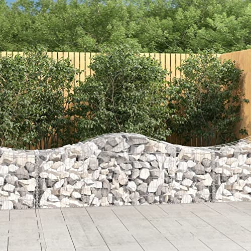 Chaduof Lot de 7 paniers de gabions avec arc surélevé - En fer galvanisé - Pour plantes - Spirale à herbes - 200 x 50 x 60/80 cm