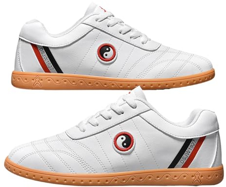 ForceRoute Tai Chi Wu Shu Kung Fu Scarpe,Scarpe Taekwondo Pelle,Scarpe da Taekwondo Sport Boxe,Scarpe da Karate Kung Fu,Bambini,Uomo Donna,Unisex,Traspirante,Antiscivolo,Leggere,per Wushu Yoga