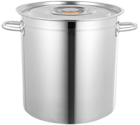Marmites,Gourmet Pot de Cuisson Couvercle en Acier Inoxydable Pot à Soupe - Grande Capacité - Facile à Nettoyer,Pour Stocker la Soupe, le Vin, le Riz, Etc. (argent, 35L)