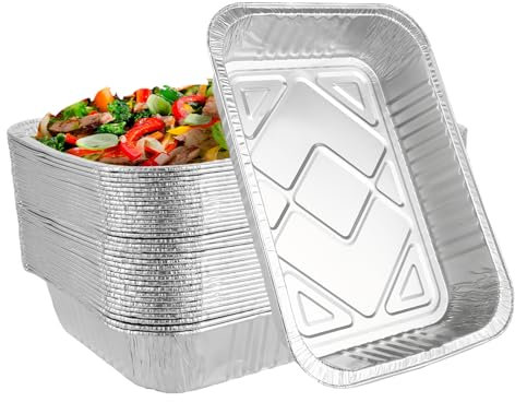 VIDETOL 30 Stück Aluschalen Grill, 37 x 26 x 7 cm Alu Grillschalen, 4900ml Aluschalen Groß, Alu Grillschalen, Alu Tropfschalen, Grill Schale für Gasgrill, Braten, Kochen