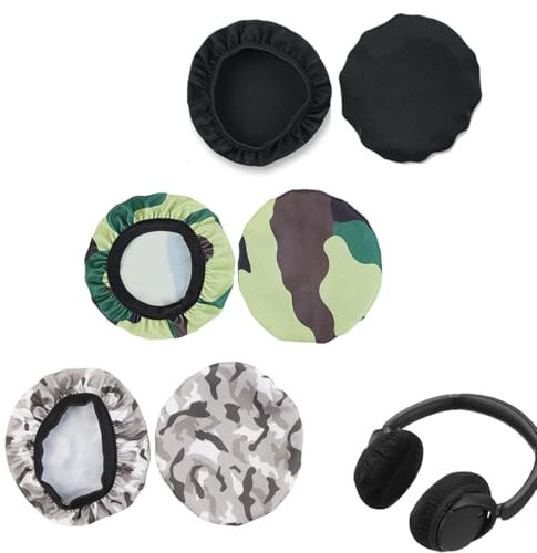 3 pares de fundas para auriculares, Fundas para Auriculares de Tela Flexible, funda transpirable para auriculares, lavable, elástica, se adapta a auriculares de 9 a 10,5 cm, reutilizable