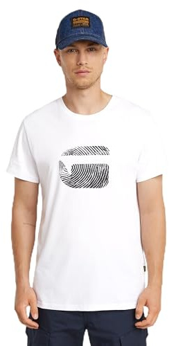 G-Star Camiseta para Hombre con Estampado de Dedos Burger R T, Blanco White D26041-c506-110, XXL