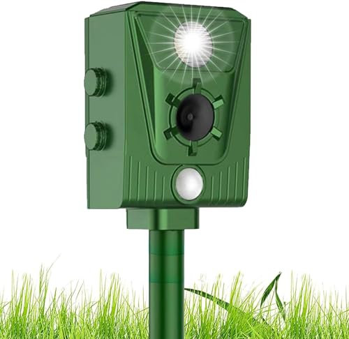 Neu Katzenschreck,Solar Ultraschall-Abschreckung,Stoppen von Tieren,Katzen,Ratten,Hunde, Vögel, Füchse und andere, Outdoor Repeller für Tiere mit blinkenden LEDs,Katzenabwehr,Vogelabwehr