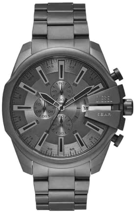 Diesel Mega Chief Slim Watch for Men, Chronograph Movement with Stainless Steel Strap