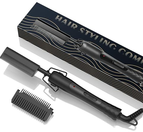 Pettine caldo per raddrizzare i capelli raddrizzatore caldo pettine caldo pettine caldo per capelli afro barba capelli ricci capelli elettrico piastra per capelli styling dispositivi, nero