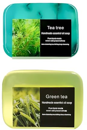atnayo Natural Soap Bar, Tea Tree Oil Green Tea Organic Soap, Antifungal Body Soap