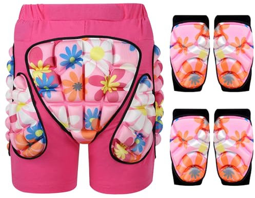 Porgeel Snowboard -Schutzausrüstung 3pcs/Set Kids Shorts, Knieholfen ＆ Ellbogenpolster Eva gepolsterte Snowboard -Shorts Dicker Ripple -Wach für Kinder Ski -EIS Skaten s