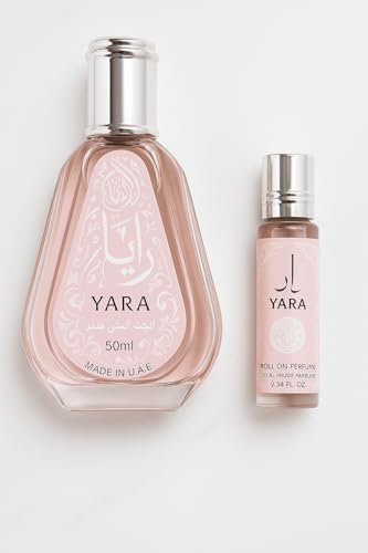 YARA – Eau de Parfum Orientale Femme 50 ml + Roll-On 10 ml – Fabriqué à Dubaï – Senteur Arabe Élégante et Longue Tenue