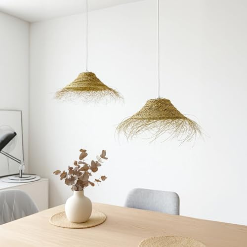 Generico Paralume Lampadario a Sospensione in Paglia Artigianale Marocchino: Stile Etnico, Illuminazione Naturale e Accogliente 2404251300 Vimini Rattan Palma Bamboo Fibre Naturali