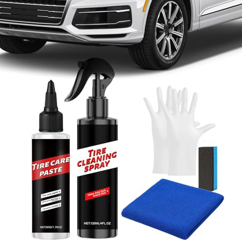 Kit per Trattamento Pneumatici - Auto con Lunga Durata e Alto Lucido | Detergente per Cerchi Auto | per Pulizia Lucidatura Cerchioni Lavoro Detailing Cura Esterna Garage