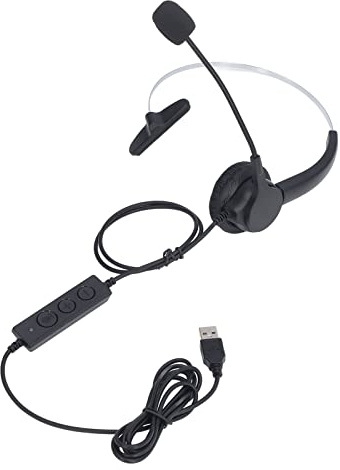 BONKZEBU Casque USB à Oreille Unique avec Micro Antibruit, Rotation à 180 Degrés, Casque de Bureau Filaire pour Entreprise, Bureau, Centre D'appels avec Bandeau en Acier au Manganèse de qualité