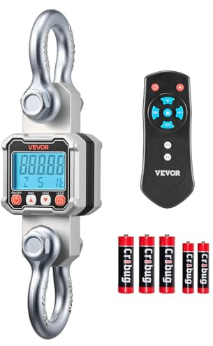 VEVOR Balance à Grue Numérique 3000 kg Balance Suspendue Industrielle Précision 500 g Peson Électronique pour Entrepôts Exploitations Agricoles, Écran LCD, 3 Unités, Boîtier Alu Moulé, Télécommande