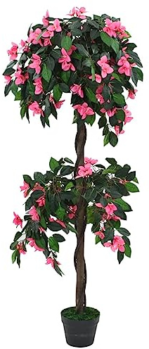 vidaXL Rhododendron Pflanze Kunstpflanze mit Topf 155cm Grün Rosa Kunstbaum