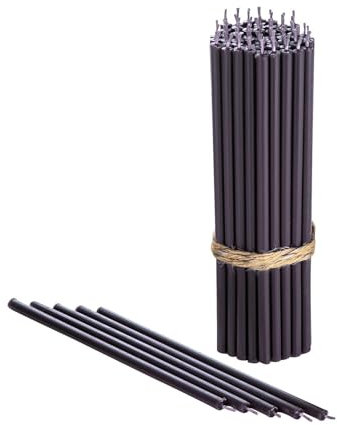 Danilovo Reine Bienenwachskerzen – tropffrei, rauchfrei, hohe, dünne Spitzkerzen – dekorative Kerzen für Kirchgebet, Deko oder Geburtstagskerzen – Honigduft Kerzen – 16,5 x 0,57 cm (Lila, 50 Stück)