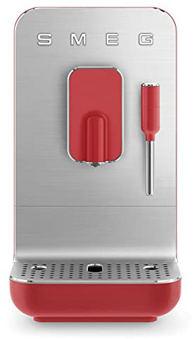 Smeg BCC02RDMUK Bean to Cup Coffee Machine, Retro 50's Style, Steam Wand, Matte Red