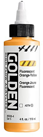 GOLDEN Acrylique à haut débit, orange fluo, flacon de 118 ml