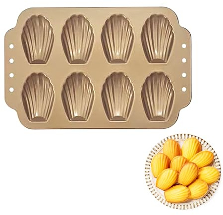 Moule a Madeleine Metal 8 empreintes 7 * 5cm Madeleines en acier antiadhésif - 30 * 20cm (8)