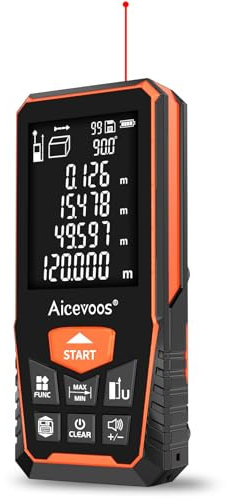 Aicevoos Laser Measure 120m with Large Backlit Screen, Digital Laser Measurement Tool with Electronic Angle Measures Distance, Area and Volume, Red Beam