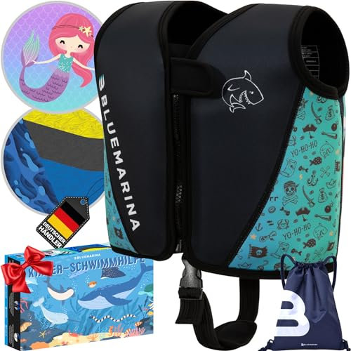 Bluemarina Schwimmweste für Kinder | Verschiedene Größen von Kleinkind bis Baby - Schwimmlernhilfe - Schwimmhilfe - Schwimmflügel - Schwimmring - Schwimm Weste für Kind ab 1-9 Jahren (Captain, S)