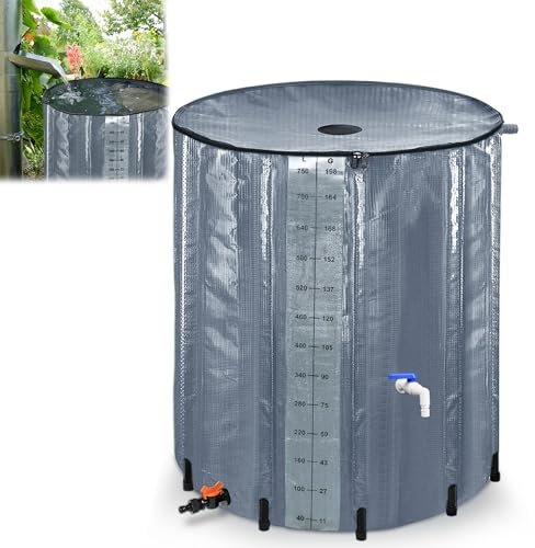 YRHome Récupérateur d'eau de pluie pliable de 750 l avec protection anti-débordement - Réservoir d'eau de pluie - Réservoir d'eau de pluie - Réservoir d'eau de pluie - Arrosage du jardin - Résistant