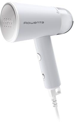 Rowenta, vaporizador para ropa, vaporizador de mano de viaje, capacidad de tanque de 2.2 onzas, plegable, fácil de vapor, 1100 vatios, planchado, vaporizador de ropa gris, esenciales para día festivo,