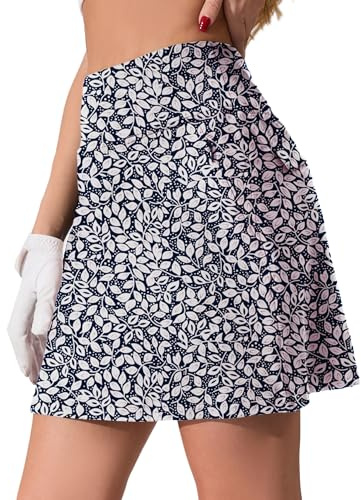 Timuspo kjol dam sommar tenniskjolar med byxor drunter hög midja Activewear Skort sportkjol golfkjol med 4 fickor