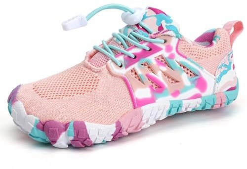 WateLves Scarpe per piedi nudi per bambini, ragazzi, ragazze, scarpe da acqua, per spiaggia, piscina, asciugatura rapida, per sport acquatici, taglia 25-36, Pesca Rosa, 30 EU