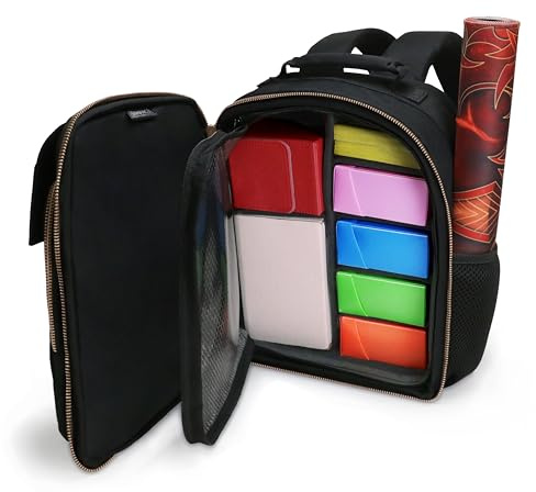 ENHANCE Small Card Backpack with Card Defender Screen, Customizable Interior, Storage for Dice Bag, Sleeves, Deck Boxes - TCG Backpack with Playmat Holder, Compatible with Magic the Gathering, Lorcana