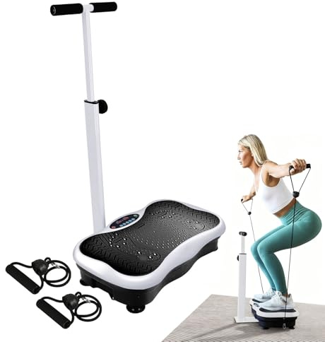 GartistGo Exercise Vibration Plate 2.0 with Adjustable Handles, Bluetooth Speaker, 120 Speed Levels, 2 Resistance Bands, ABS Anti-Slip Platform for Whole Body Workout Home Fitness