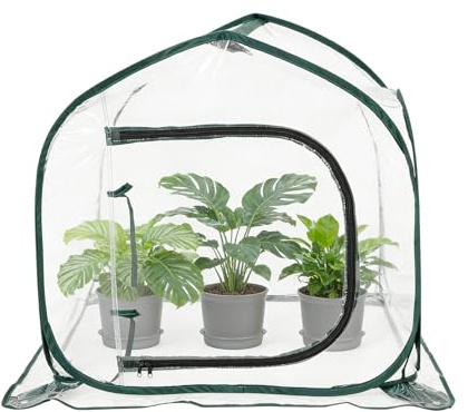 Cubierta de invernadero para plantas, transparente con cremallera para clima frío, cubierta abierta para plantas, invernadero, para camas elevadas, balcón, patio, huertos, jardín, patio, verduras