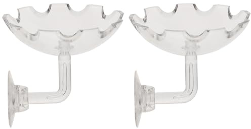 DOITOOL Plateau Acrylique pour Ventouse avec Transparent en Crevettes Nourrisseur Support Stable, Facile à Nettoyer, Lot de 2 Pièces pour Aquarium Décoratif