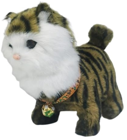 Oshhni Giocattolo per Gatti Che Cammina, Animale Domestico elettronico interattivo, Adorabile, Morbido e Vivace, Giocattolo per Animali Domestici, Marrone