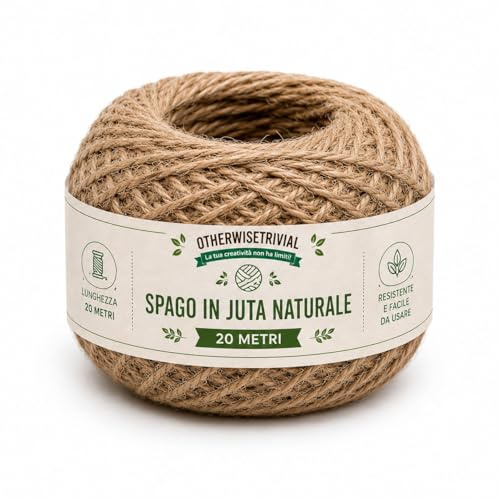 OTHERWISETRIVIAL Cordel de yute natural 100%, 20 metros, multiusos para jardinería, cocina y bricolaje