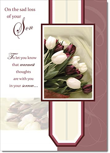 doodlecards Loss Of Son Sympathy Condolence Bereavement Card Tulip bouquet
