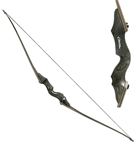 Obert Black Hunter Archery Takedown Recurve Bow American Longbow Adult Right Hand Hunting Wood Bow 60,60lbs Target Practice