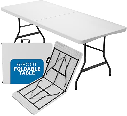 Sorfey Folding Table 6-Foot X 30 inch, White Plastic