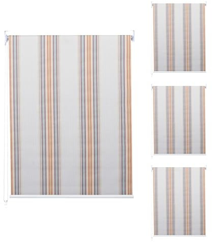 4er-Set Rollo HWC-D52, Fensterrollo Seitenzugrollo Jalousie, 120x230cm Sonnenschutz Blickdicht - grau/braun/orange