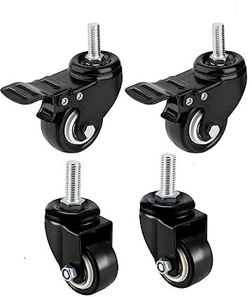 4 Stück robuste 1,5-Zoll-2-Zoll-Lenkrollen mit Gewindeschaft und Bremse, Trolley-Möbelrolle mit M8/M10-Gewindeschaft und Muttern (Color : 2inch M10 type 2)